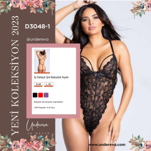  İp Detaylı Şık Babydoll Siyah
